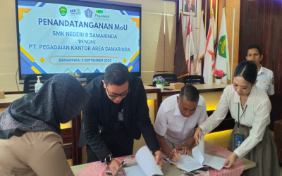 SMK Negeri 8 Samarinda Jalin Kerja Sama dengan PT Pegadaian Kantor Area Samarinda